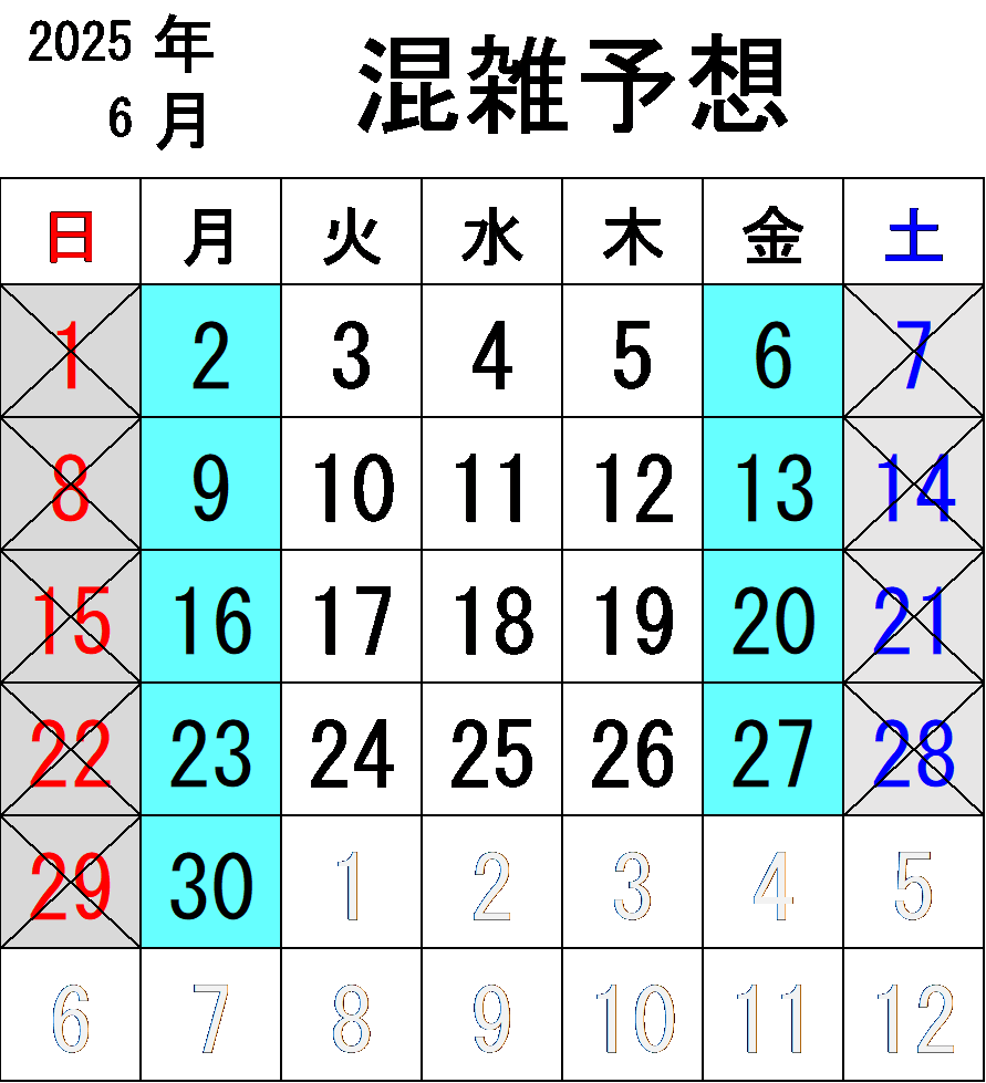 2025年6月混雑予想