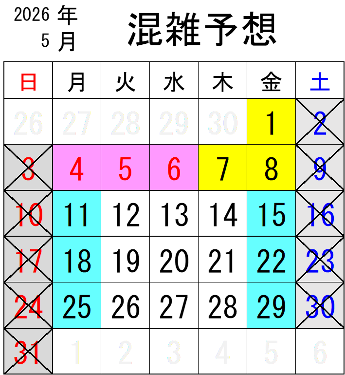 2026年5月混雑予想