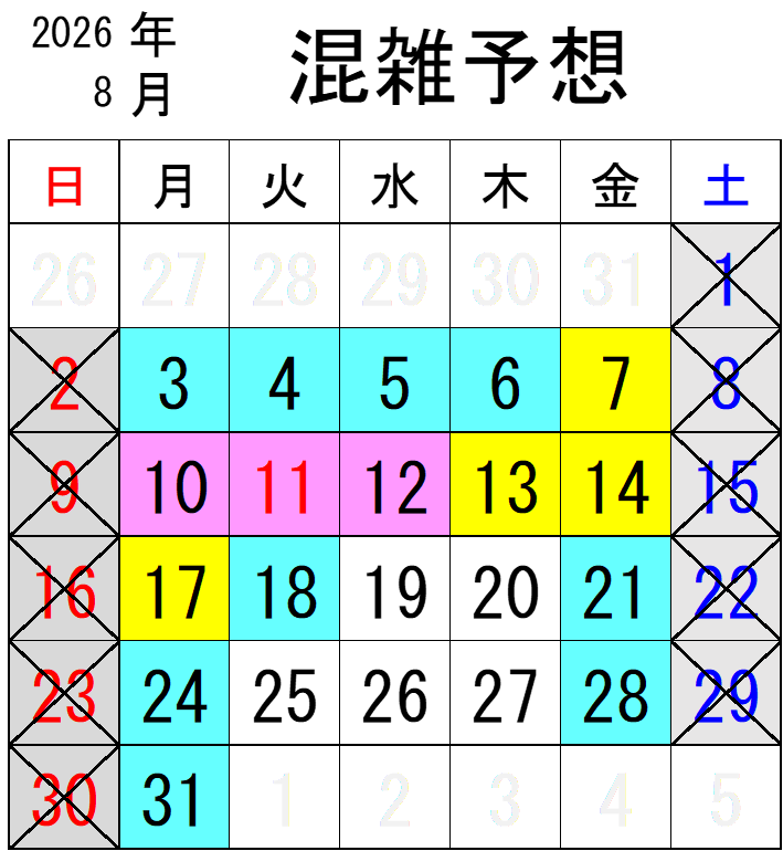 2026年8月混雑予想